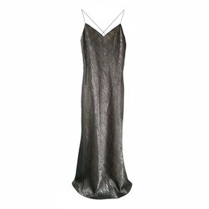 Lenovia USA Elegant Metallic Silver Slip Dress Maxi Size L